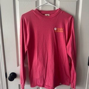 Simply Southern Dog Pizza Kisses Graphic Long Sleeve Pink Women's Size S